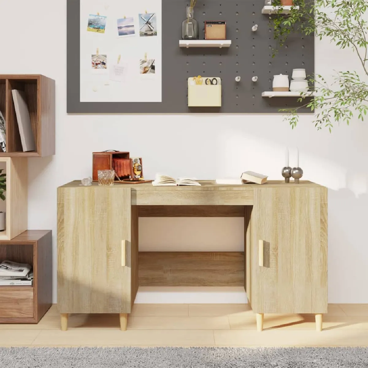 vidaXL Bureau Chêne sonoma 140x50x75 cm