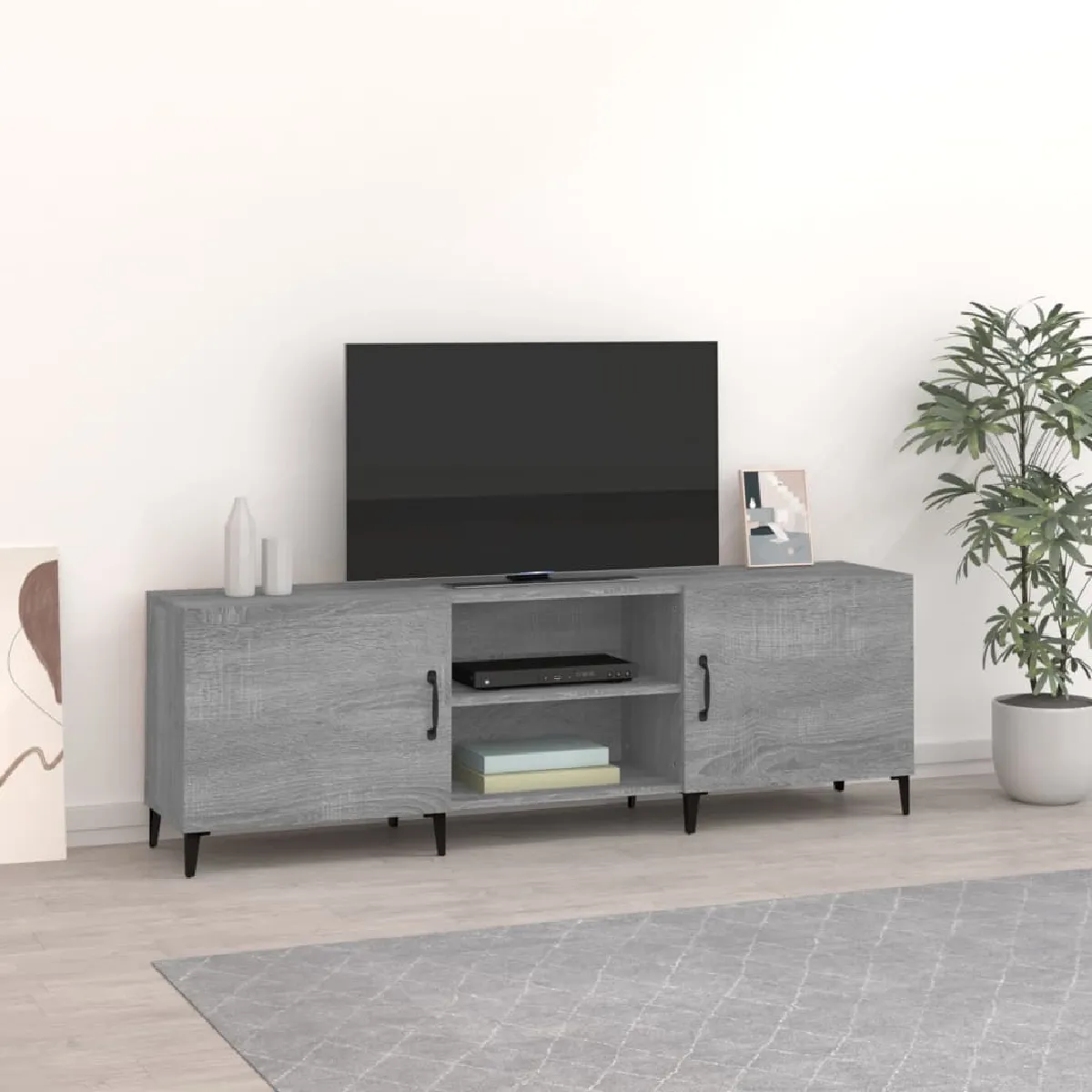 Vidaxl Meuble TV Sonoma Gris 150x30x50 cm - vue 2