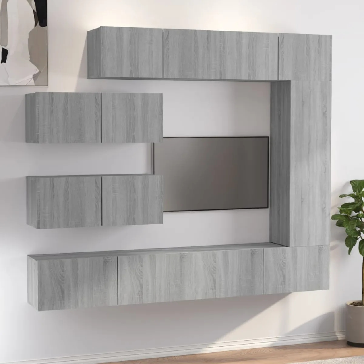 Non Communiqué Gris Vidaxl Ensemble De Meubles Tv 7 Pcs Sonoma Bois D'ingénierie 3114564 - Image 3