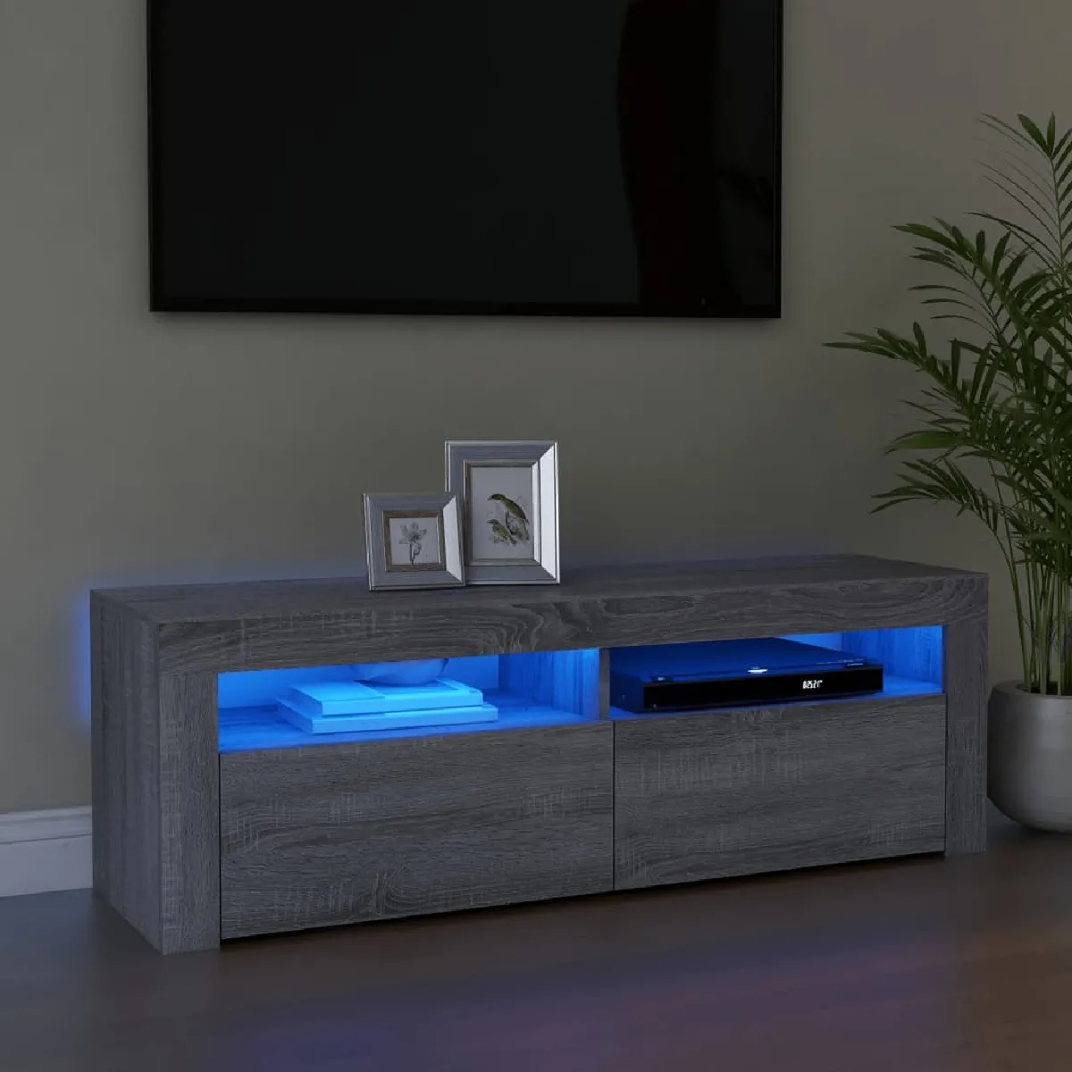 Non Communiqué Sonoma Gris Meuble Tv Avec Lumières Led 120X35x40 Cm - Image 3