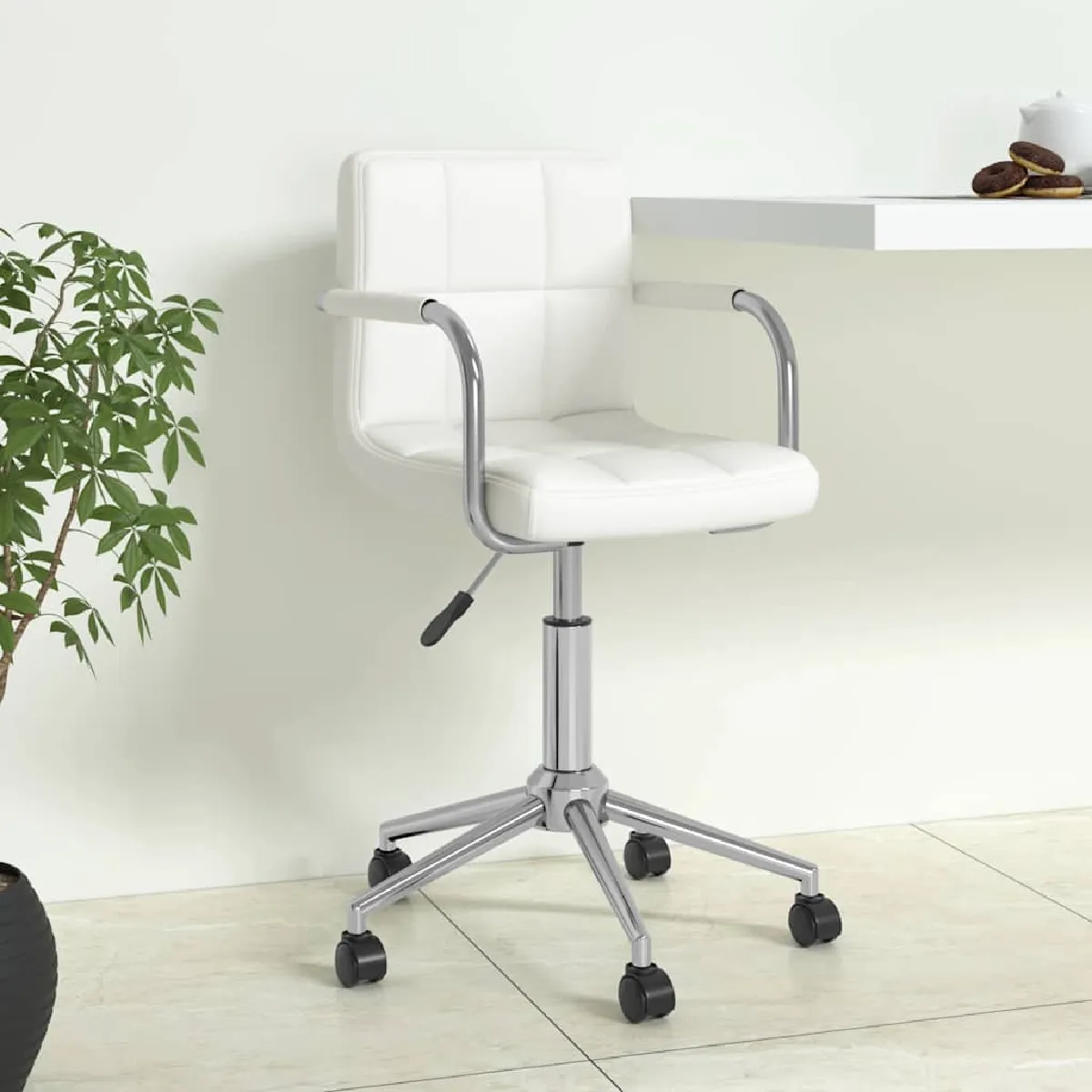 Non Communiqué Blanc Vidaxl Chaise De Bureau Pivotante Similicuir334811 - Image 3