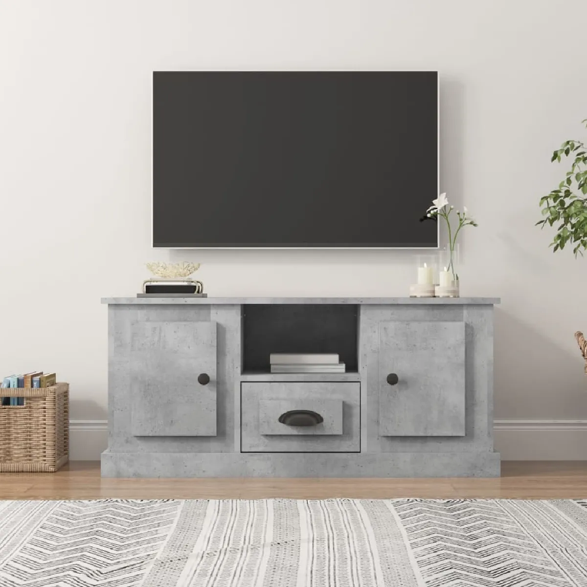vidaXL Meuble TV béton 100 cm