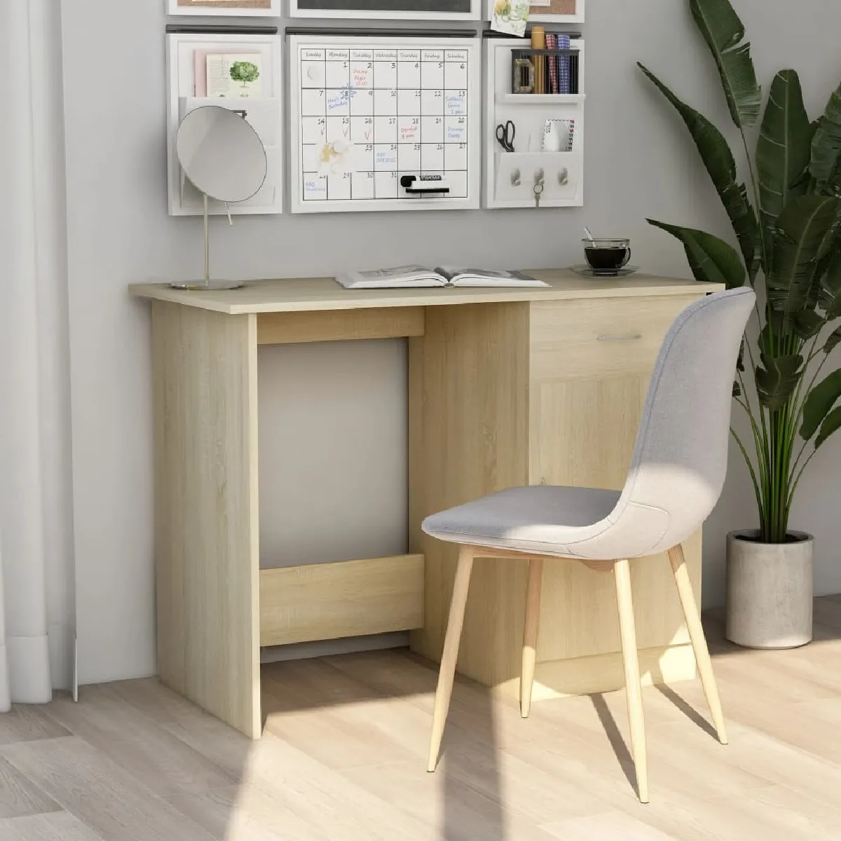vidaXL Bureau chêne sonoma 100x50x76 cm - vue 2