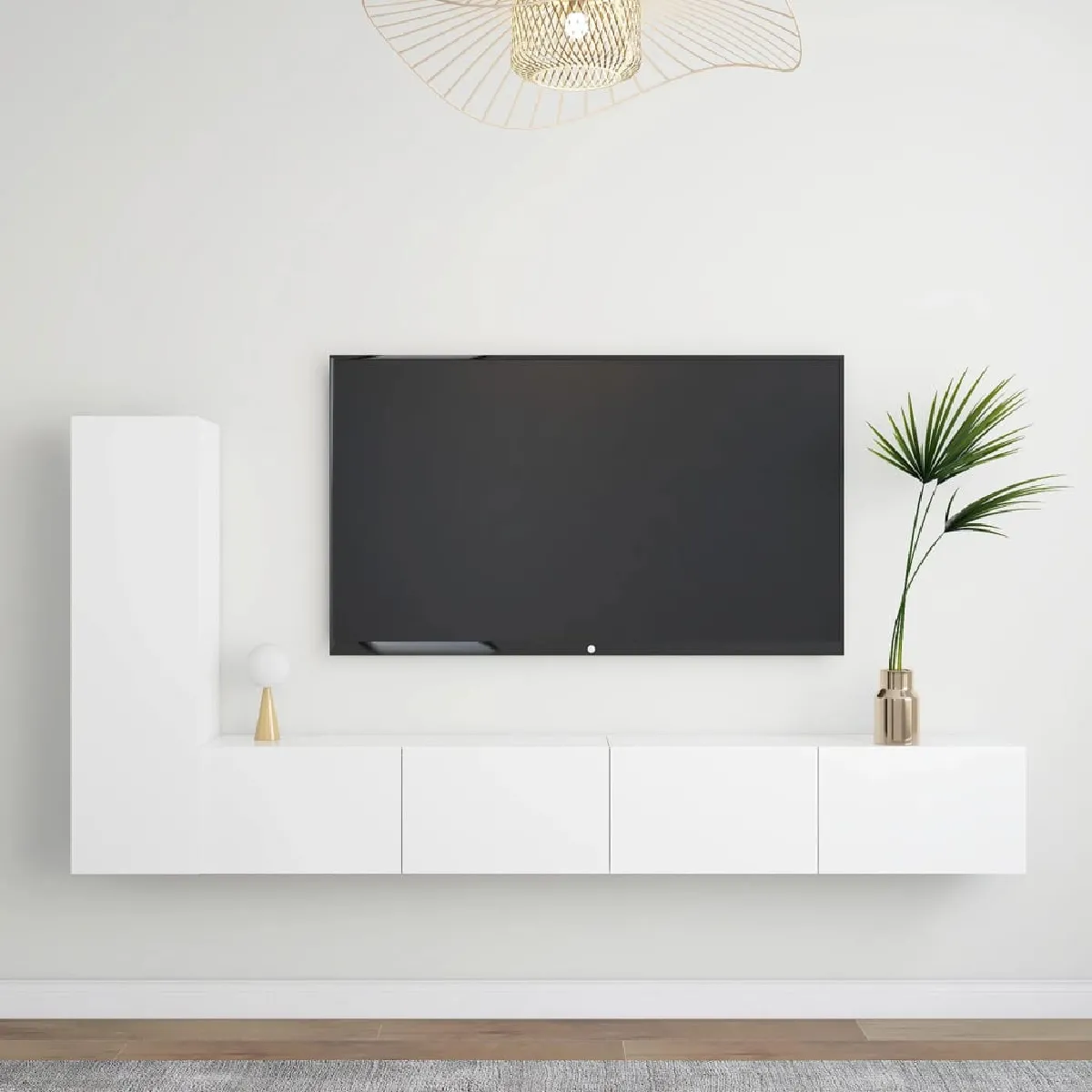 Non Communiqué Blanc Ensemble De Meubles Tv 3 Pcs Bois D Ingénierie - Image 3