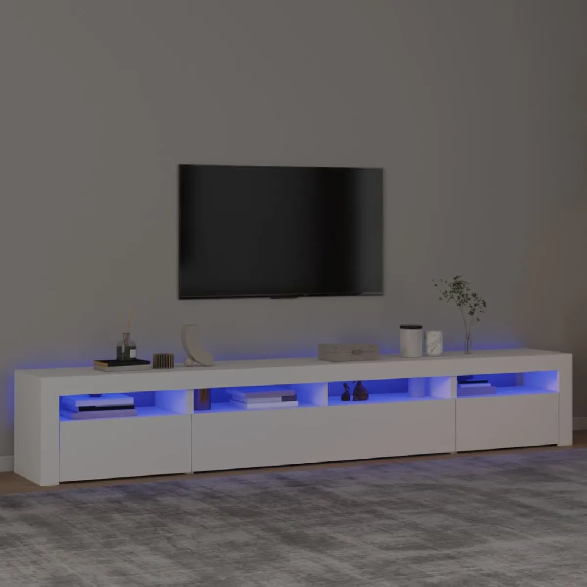 vidaXL Meuble TV avec lumières LED 240x35x40 cm - vue 1