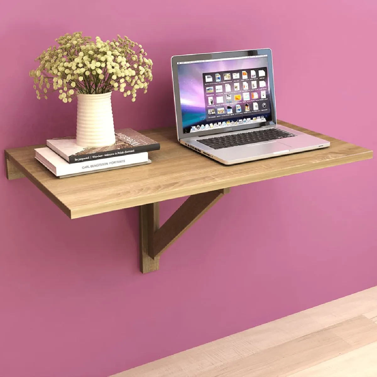 vidaXL Table Murale Rabattable Chêne