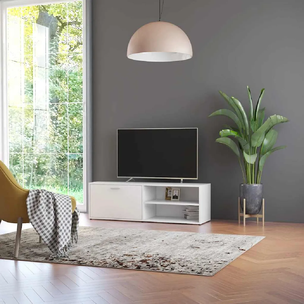 Non Communiqué Blanc Meuble Tv 120X34x37 Cm Bois D Ingénierie - Image 3