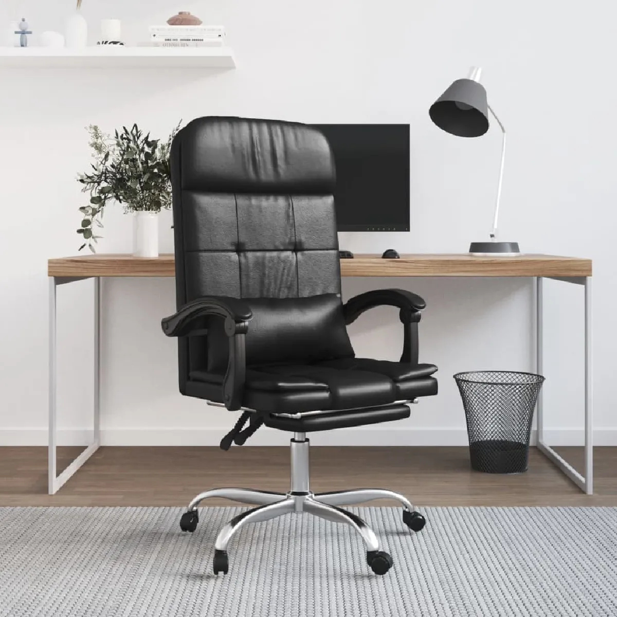 Non Communiqué Noir Fauteuil De Massage Inclinable De Bureau Similicuir - Image 3