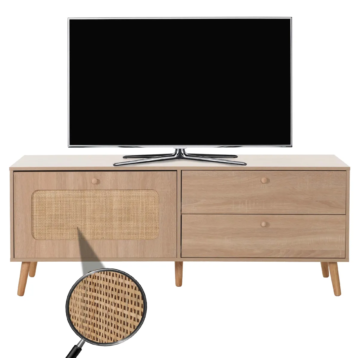 Mendler meuble TV en rotin - Naturel