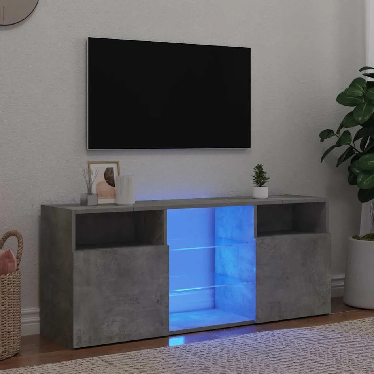 Vidaxl Meuble TV LED Gris béton 120x30x50 cm