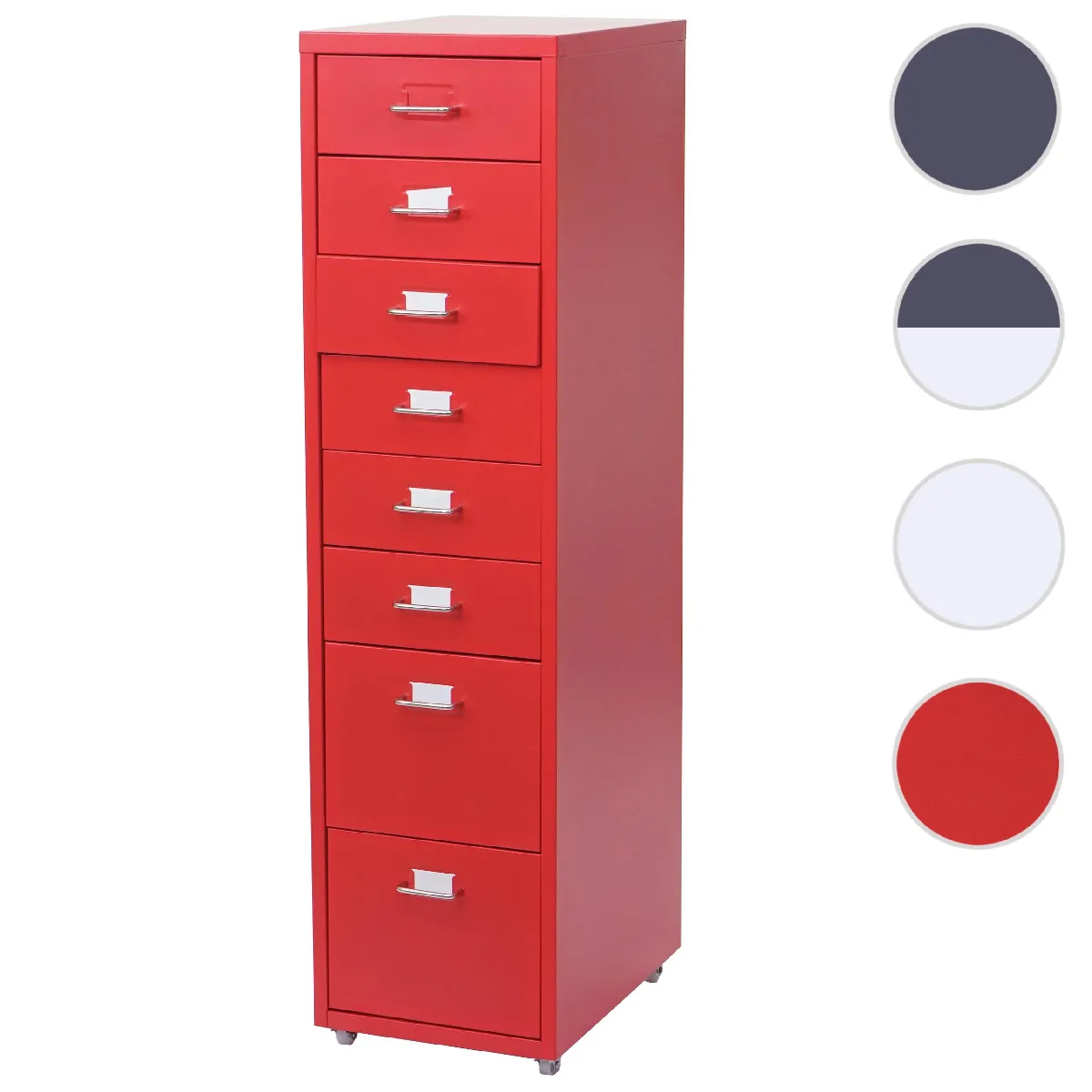 Mendler Caisson de bureau à roulettes - Rouge