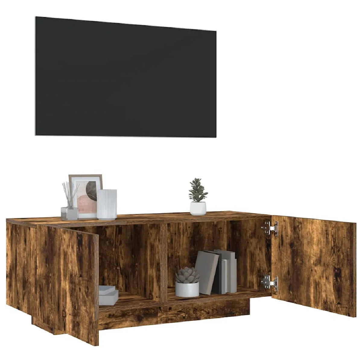 VIDAXL - Meuble TV - Chêne fumé - 100x35x40 cm - Image 2