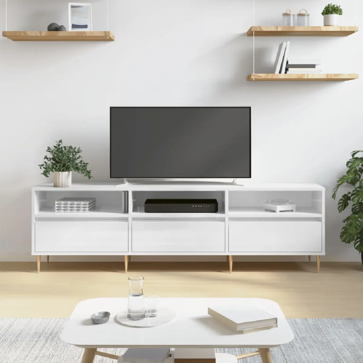 Vidaxl Blanc Meuble Tv - Brillant