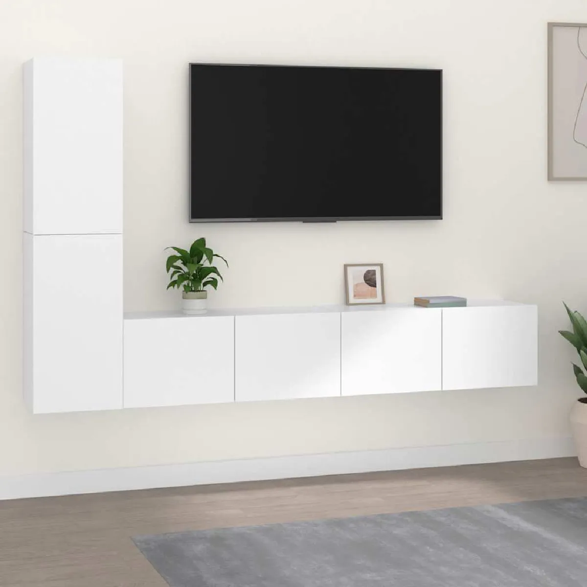 Non Communiqué Blanc Ensemble De Meubles Tv 4 Pcs Bois D Ingénierie - Image 3