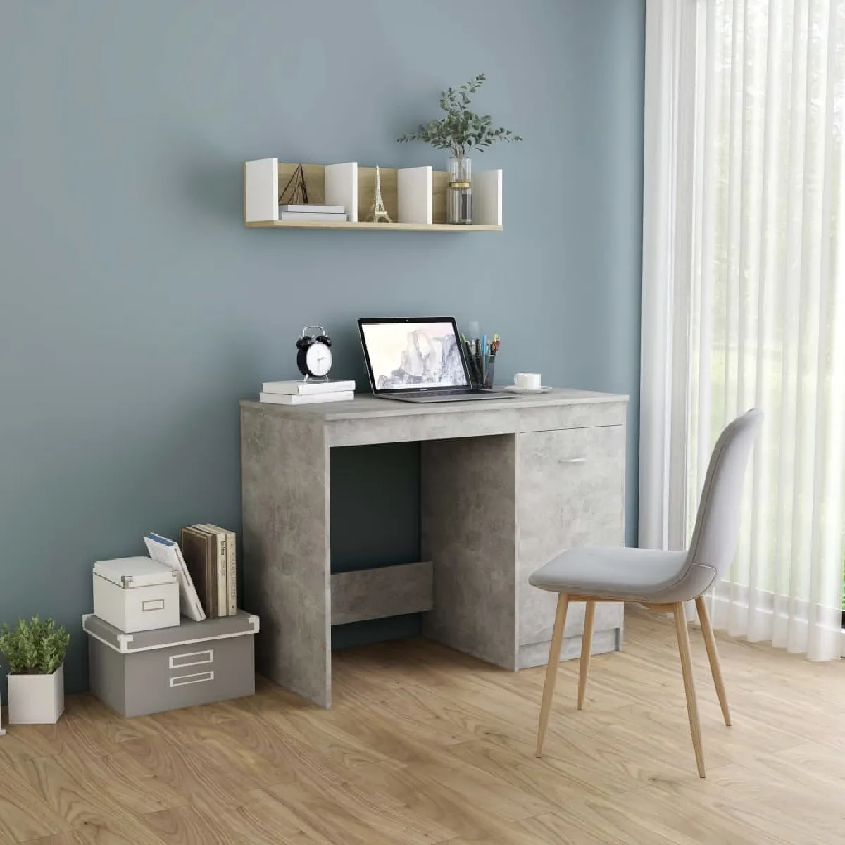 vidaXL Bureau béton Bois d'ingénierie - vue 2