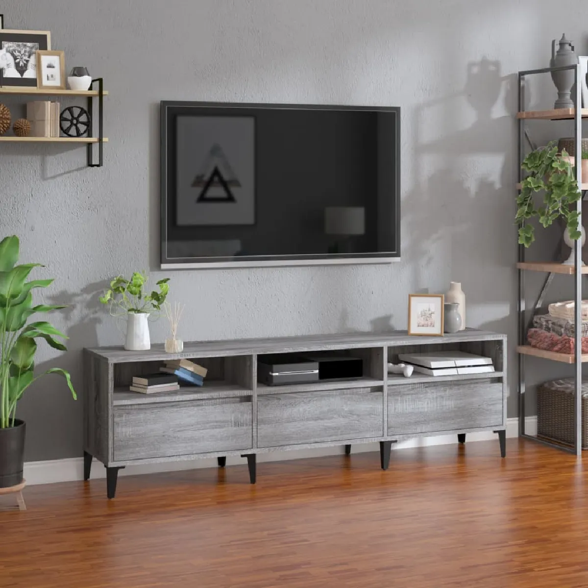 VIDAXL - Meuble TV - Gris - 150x30x44,5 cm - Image 2