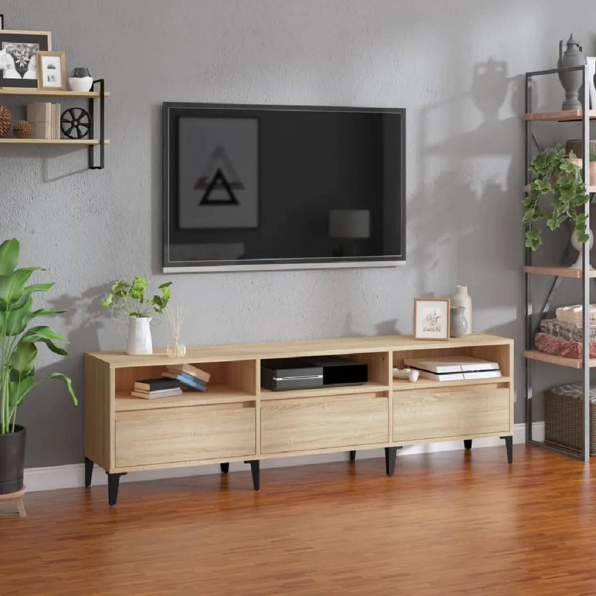 vidaXL Meuble TV Chêne Sonoma - 150x30x44.5 cm