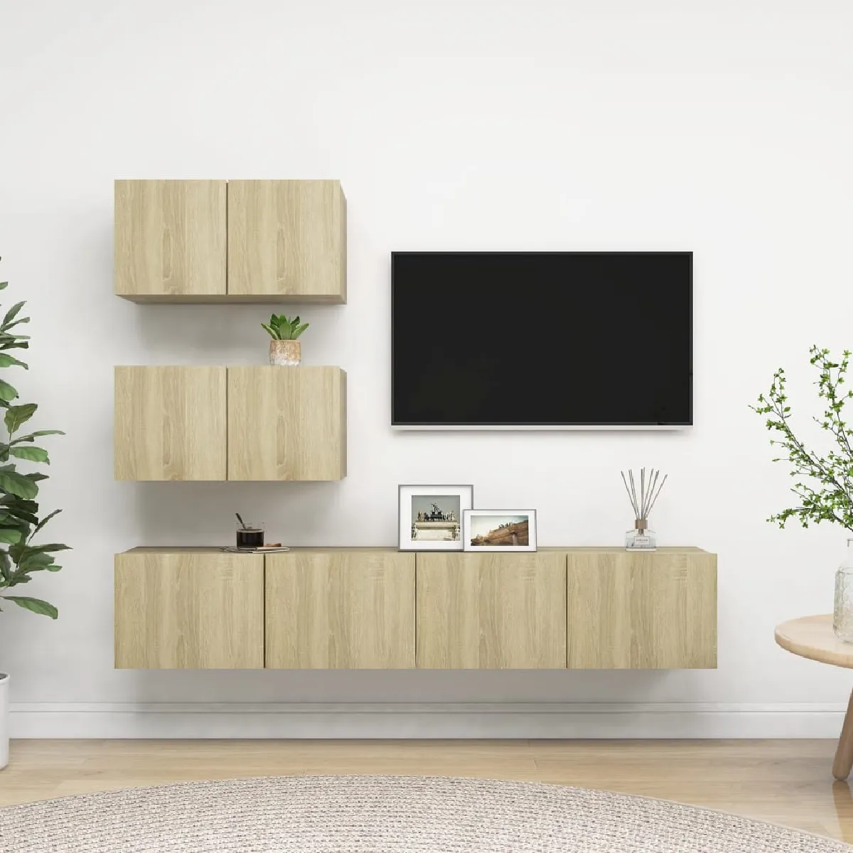 Non Communiqué Brun Ensemble De Meubles Tv 4 Pcs Chêne Sonoma Bois D Ingénierie - Image 3