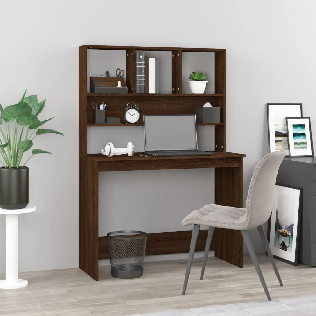 Vidaxl Bureau avec étagères - Chêne - vue 2