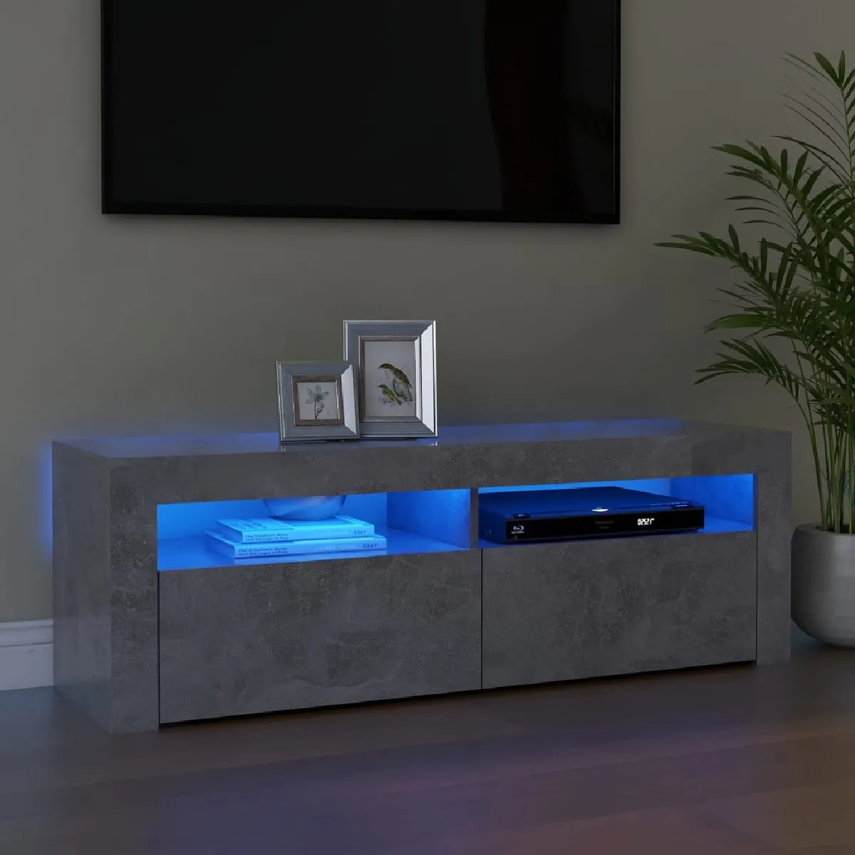 vidaXL Meuble TV LED 120x35x40 cm - Gris Béton