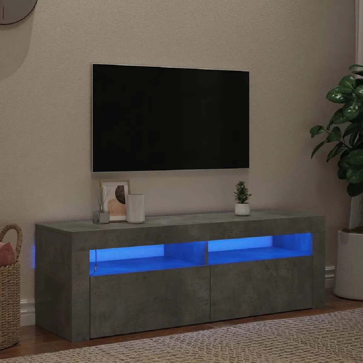 VIDAXL - Meuble TV - LED - Gris - 120x35x40 cm - Image 2