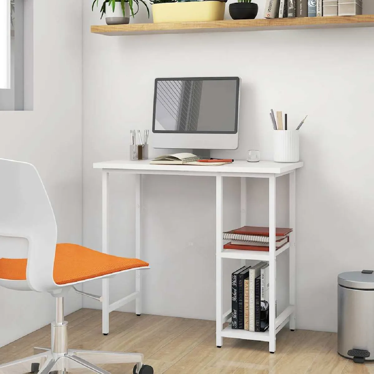 VidaXL Bureau d'ordinateur MDF 80x40x72cm Blanc - Image 3