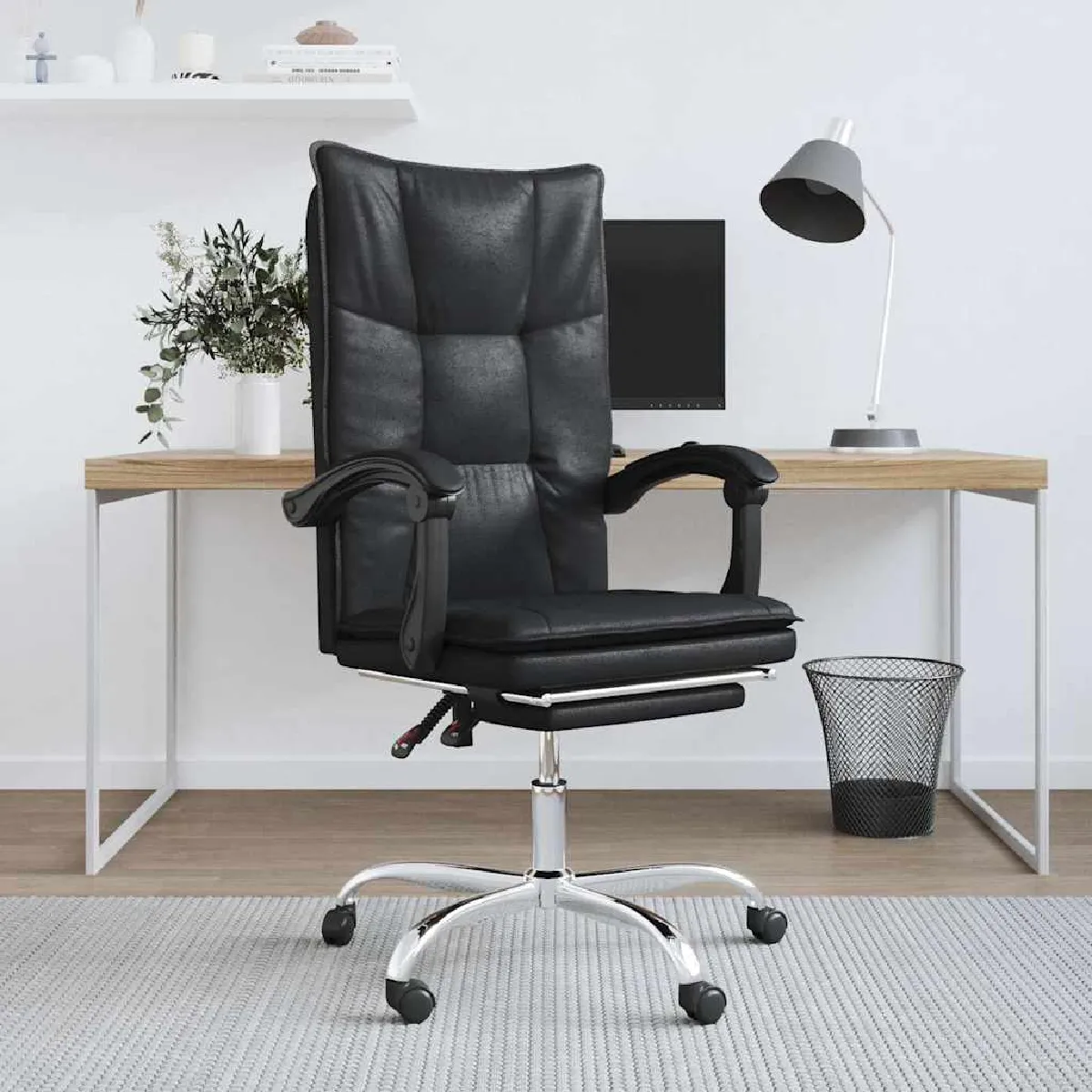 Non Communiqué Noir Fauteuil Inclinable De Bureau Similicuir - Image 3