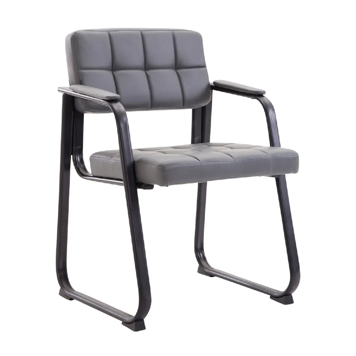 Chaise visiteur fauteuil de bureau sans roulette synthétique gris BUR10226