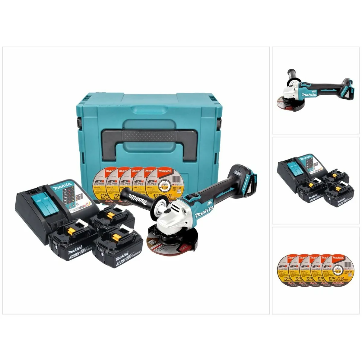 Meuleuse d'angle MAKITA DGA504RFJ3 18V Vitesse de rotations 8500 toursmin Diamètre du disque 125 mm Métal - vue 2