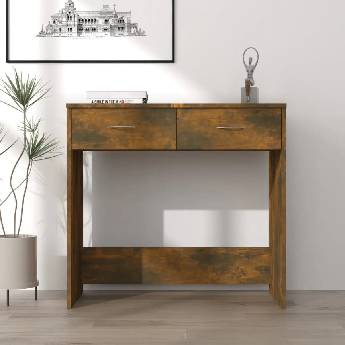 vidaXL Bureau Chêne Fumé 80 cm - vue 2