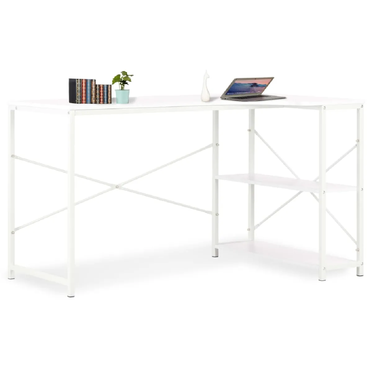Vidaxl Blanc Bureau D'ordinateur Avec Étagères