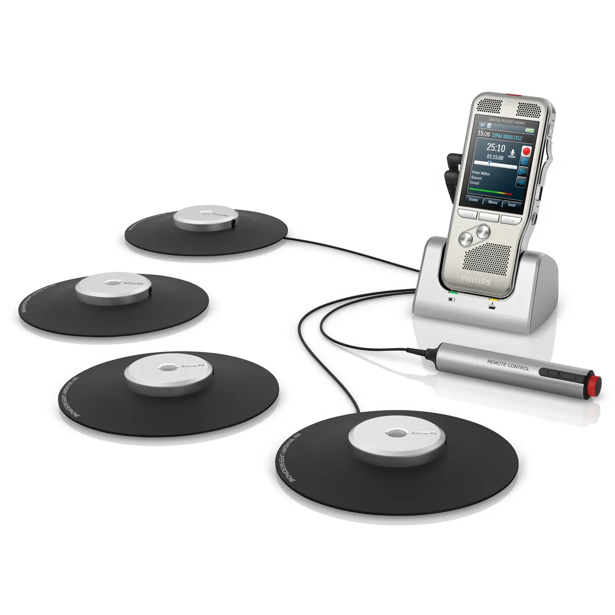Enregistreur Vocal Philips DPM8900 – Kit Complet de Conférence avec 4 Micros