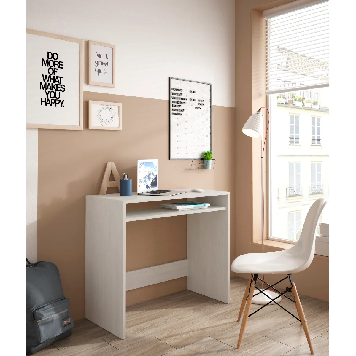 Alter Bureau avec étagère - Blanc