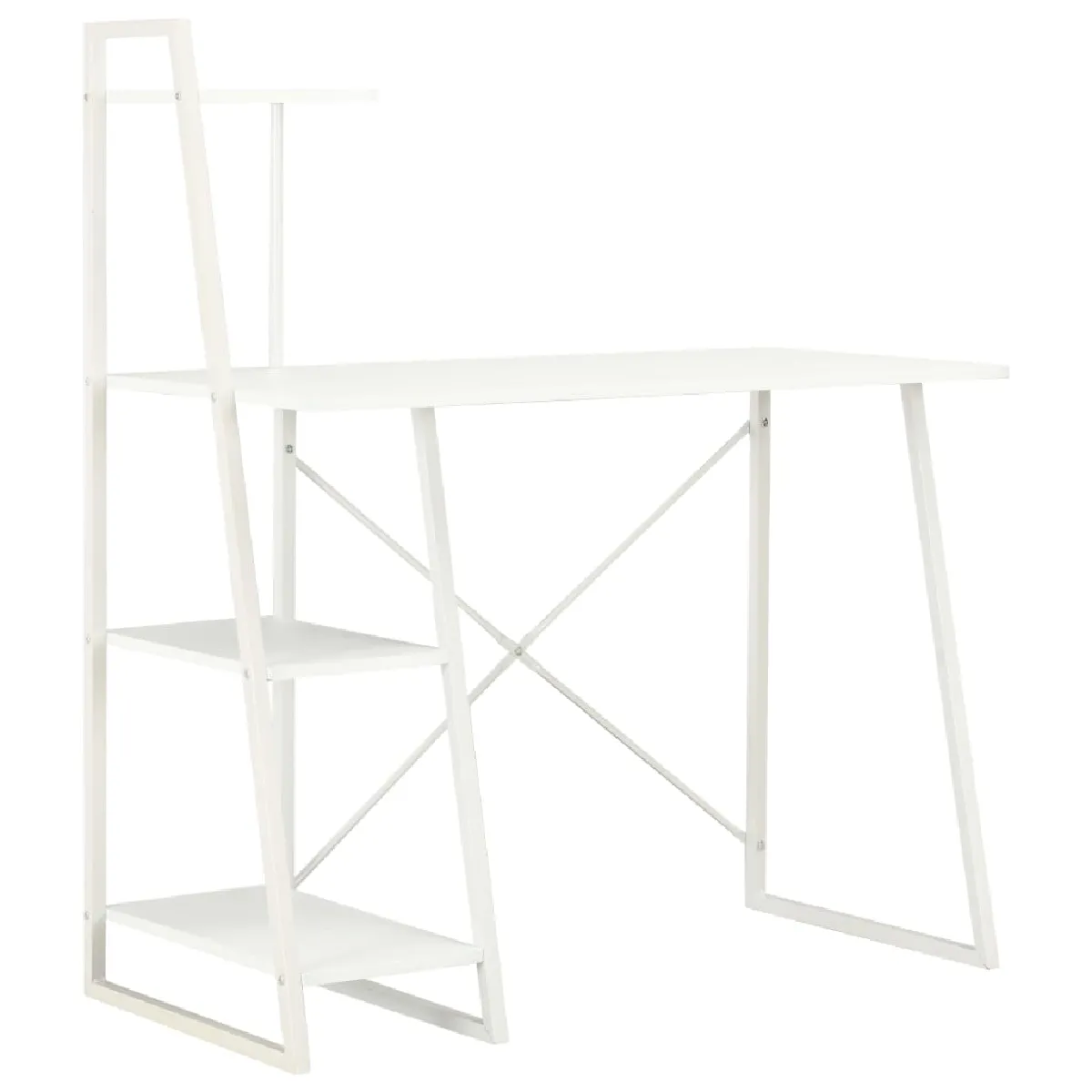 Vidaxl Bureau avec étagère - 102x50x117 cm - Blanc - Mat - Design contemporain