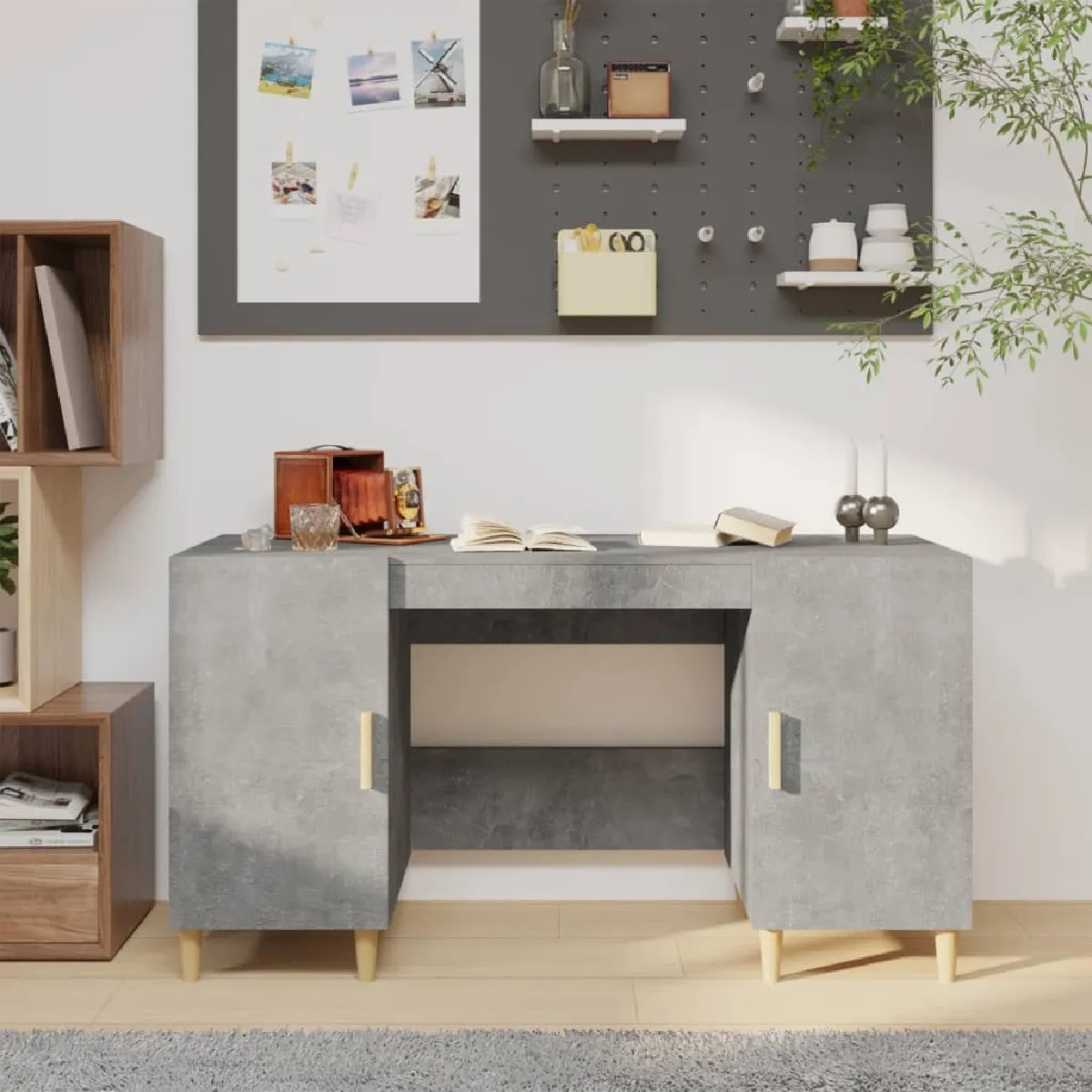 vidaXL Bureau béton 140x50x75 cm - vue 2