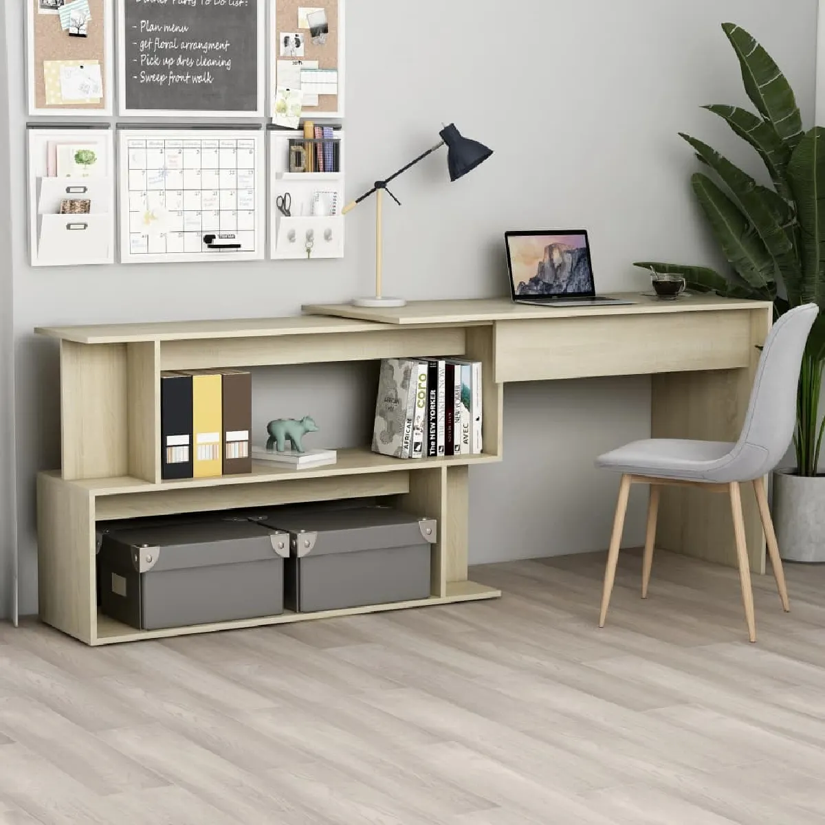vidaXL Bureau d'angle Chêne sonoma Bois d’ingénierie - vue 2