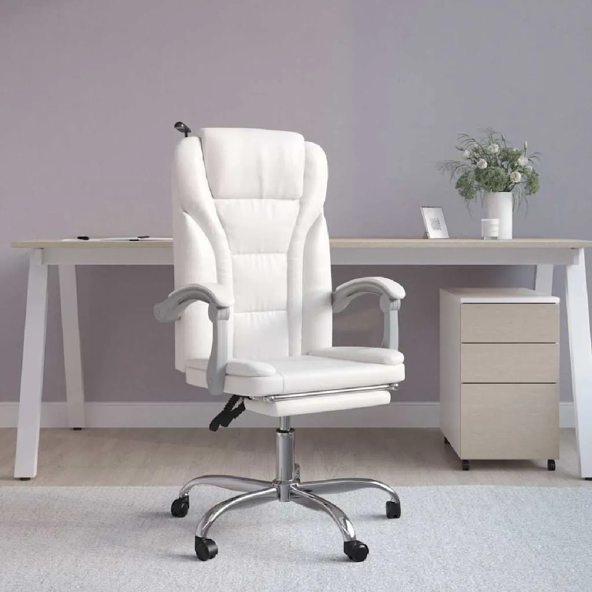 Vidaxl Blanc Fauteuil Inclinable De Bureau