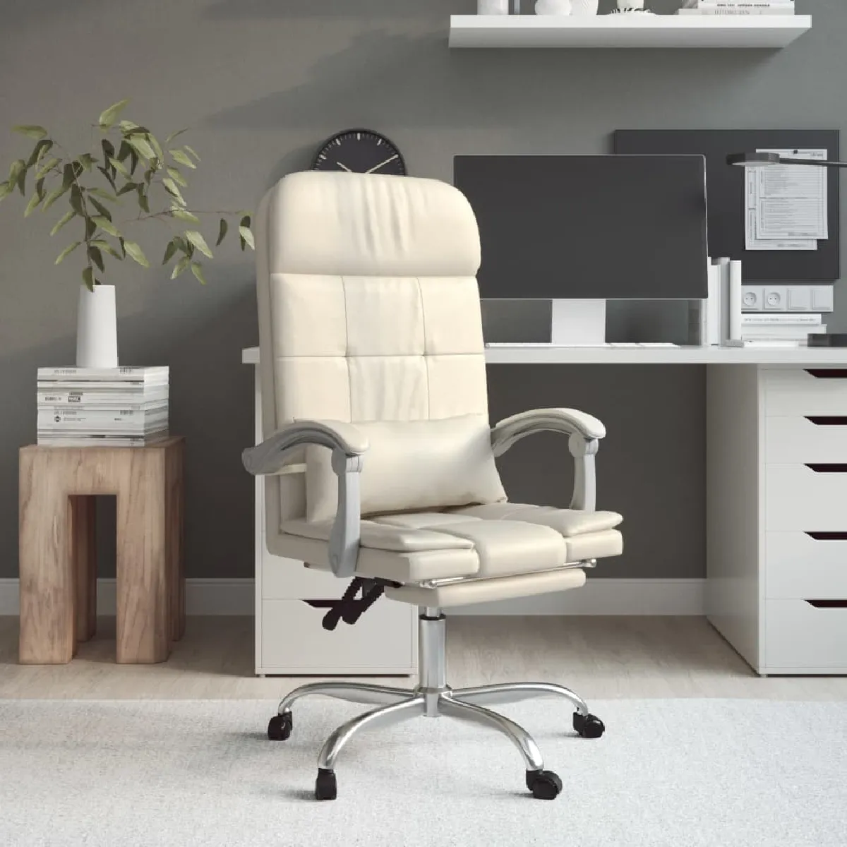 VIDAXL Fauteuil Bureau Massage - Crème VIDAXL Fauteuil Bureau Massage - Crème