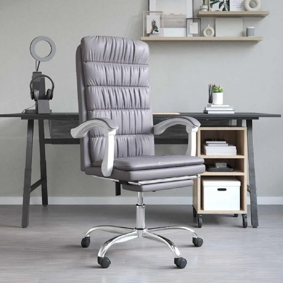 Vidaxl Gris Fauteuil Inclinable De Bureau