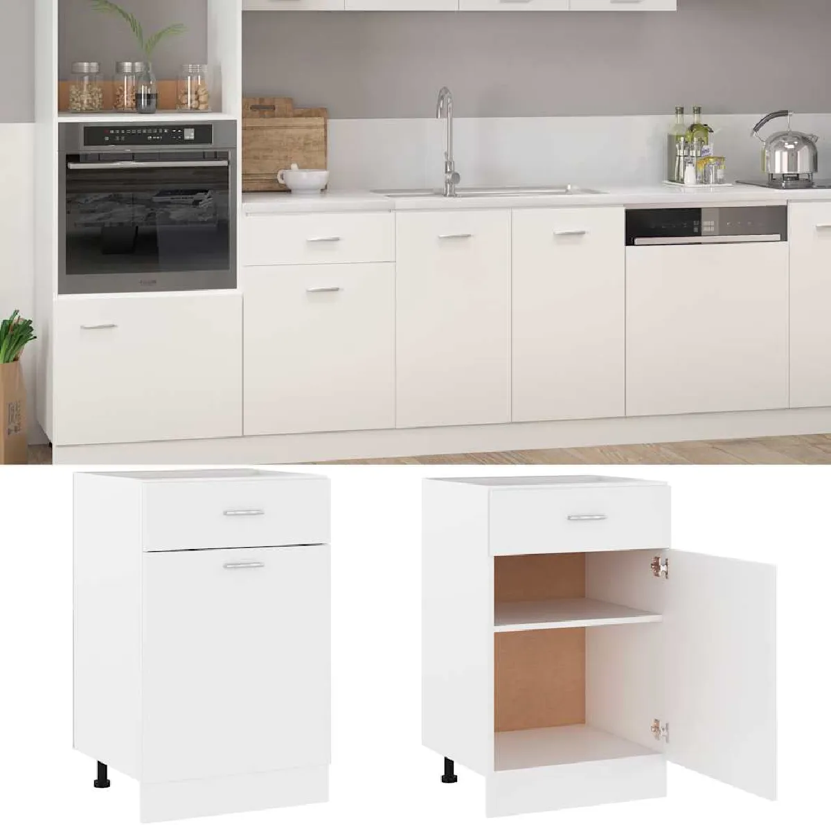 Vidaxl Blanc Armoire Planche Tiroir - Image 3