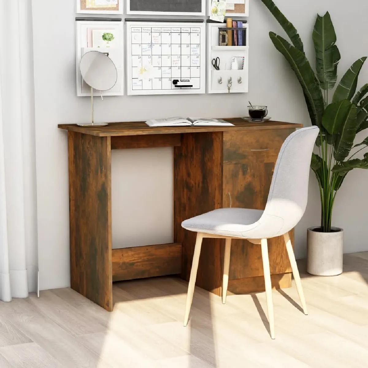 vidaXL Bureau chêne fumé - vue 10