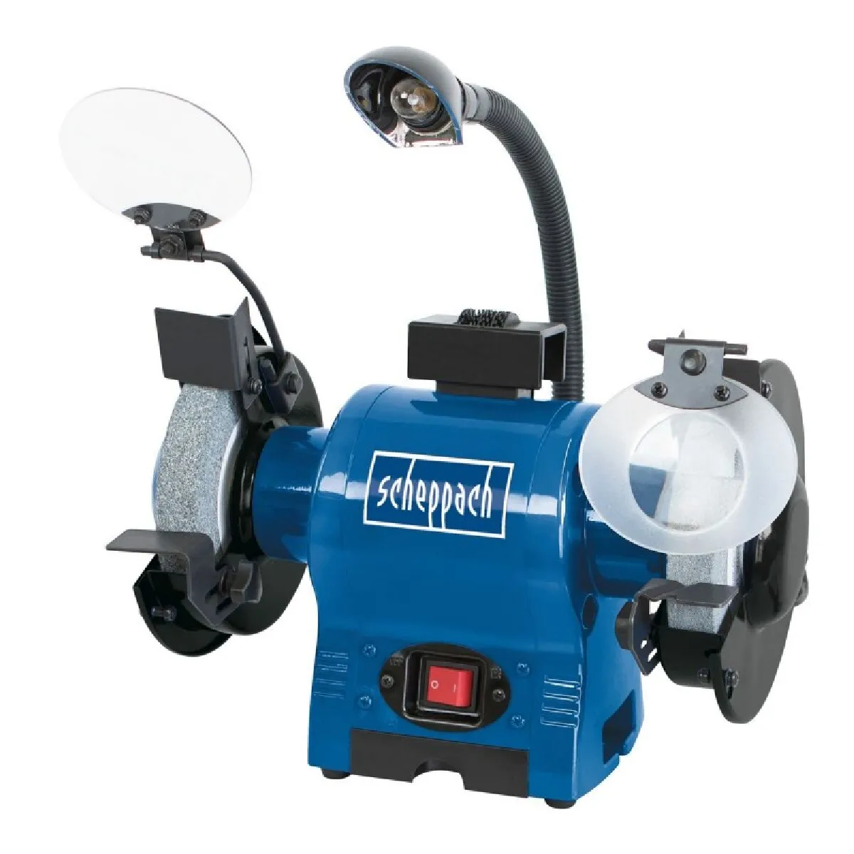 Scheppach Touret Mixte BG150 | 4903104901 9930 | | Meules Ø150 mm| Pare éclats ajustables | Porte outils réglables | Lampe orientable | Peu de vibrations