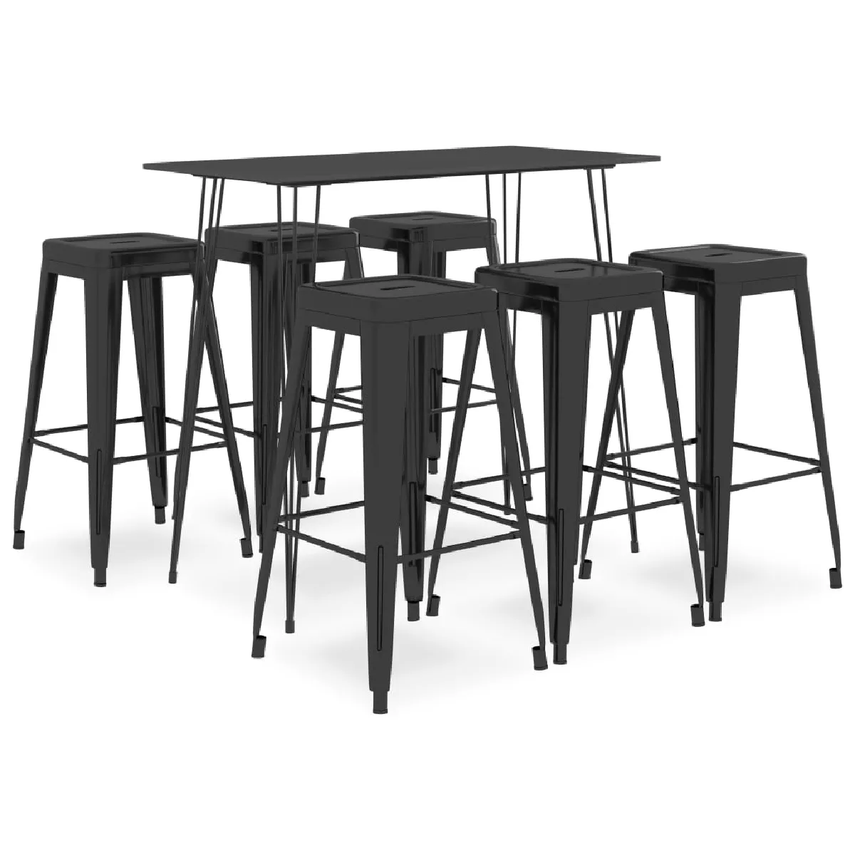 vidaXL Ensemble de Bar 7 pcs - Noir
