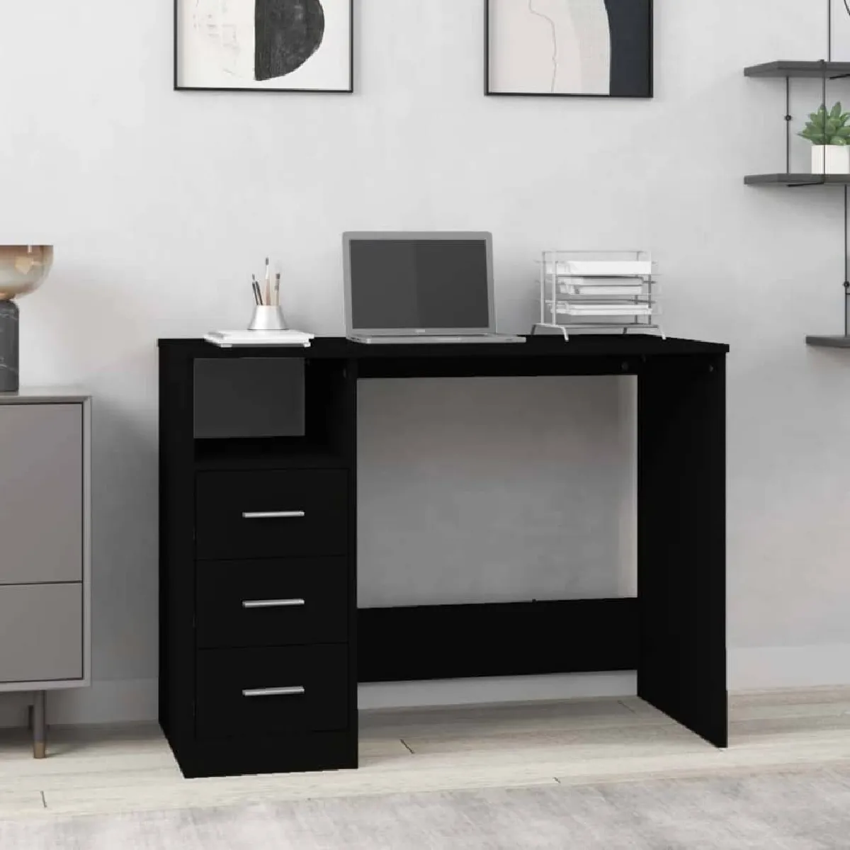 VIDAXL Bureau avec Tiroirs Bois - vue 2