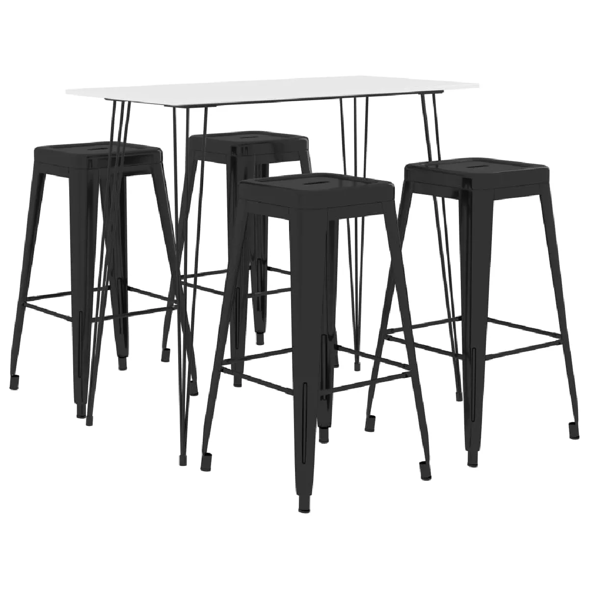 Vidaxl ensemble de bar 5 pcs blanc et noir 3057401