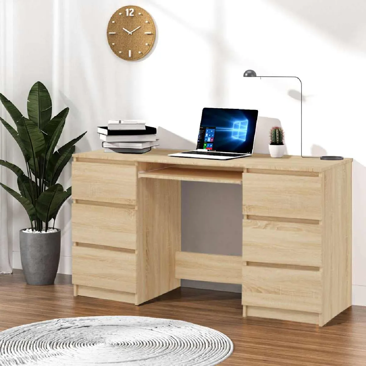 vidaXL Bureau Chêne sonoma 140x50x77 cm - vue 2