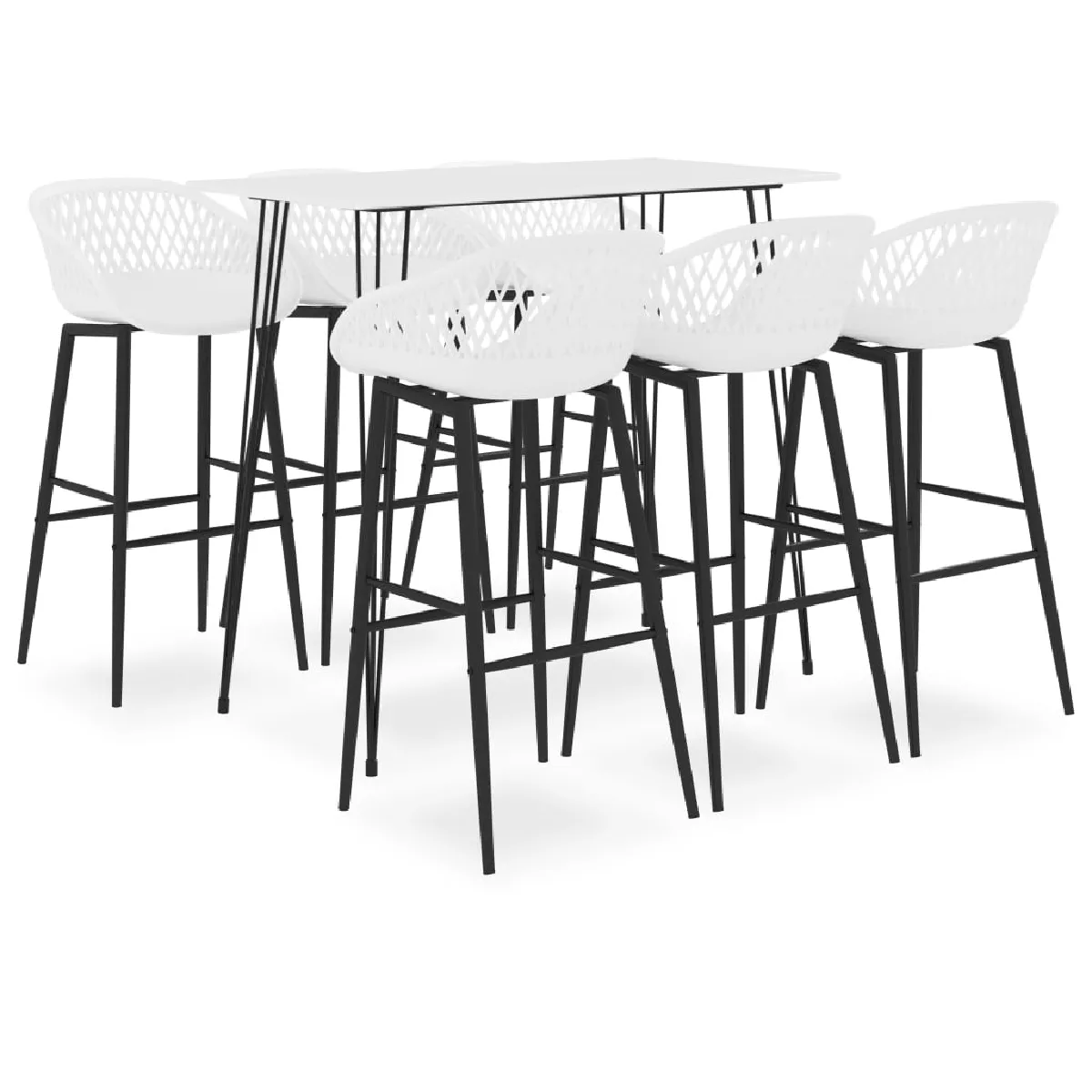 VIDAXL Ensemble de bar 7 pcs - Blanc