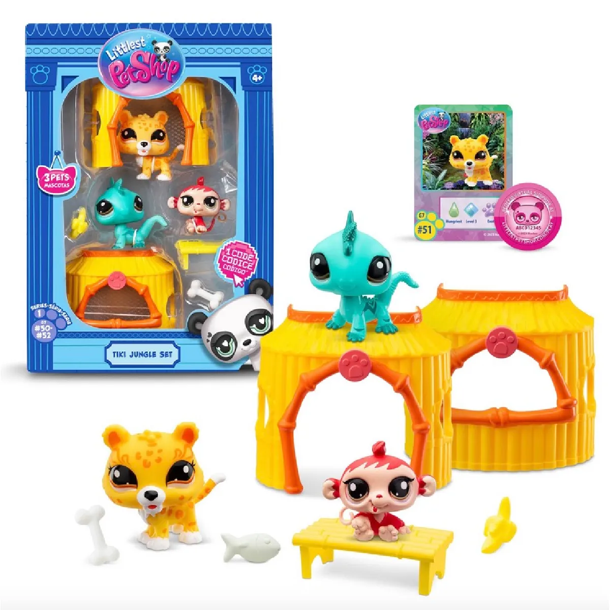 Bandai Littlest Pet Shop Pack Tiki Jungle 3 Animaux et Accessoires Licence Officielle Coffret Jouet Animaux Mignons Mini Figurines Animaux Jouet Enfant et + BF00515