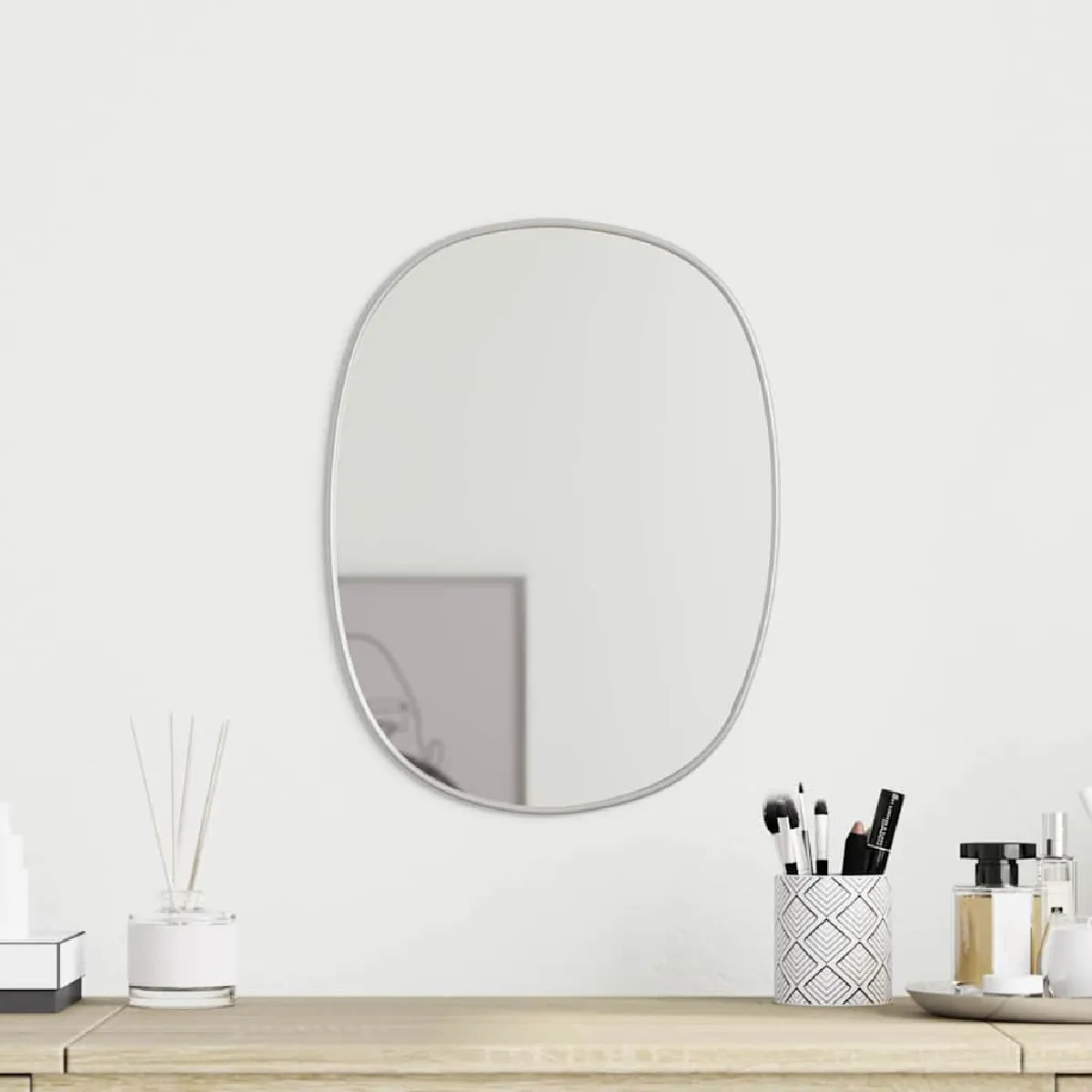 Non Communiqué Blanc Vidaxl Mural Miroir De Maquillage Coiffeuse Cosmétique Décoration De Chambre À Coucher Salle De Bain Salon Intérieur Argenté 348210 - Image 3