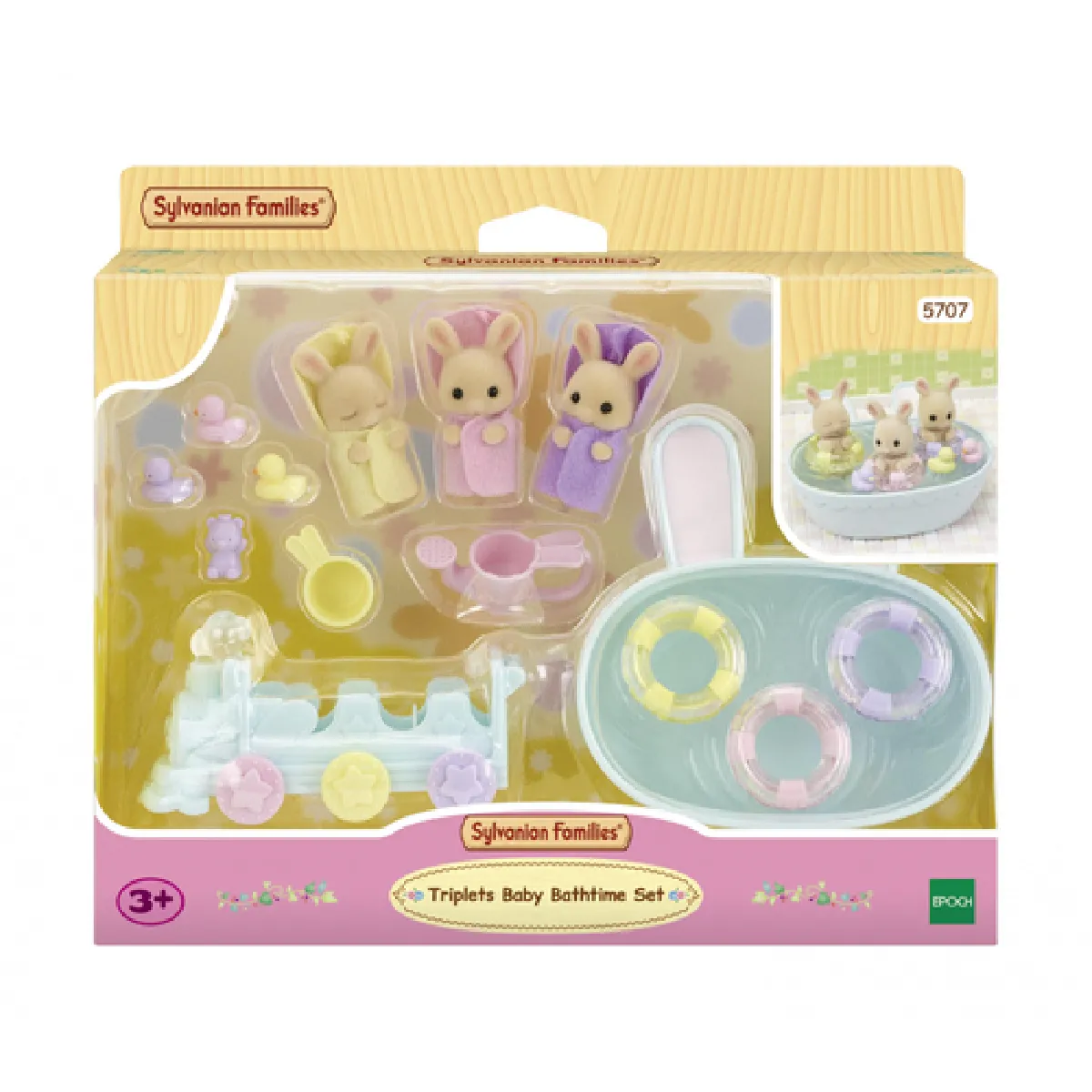 Sylvanian Families 5707 Les triples lapin creme et accessoires de bain